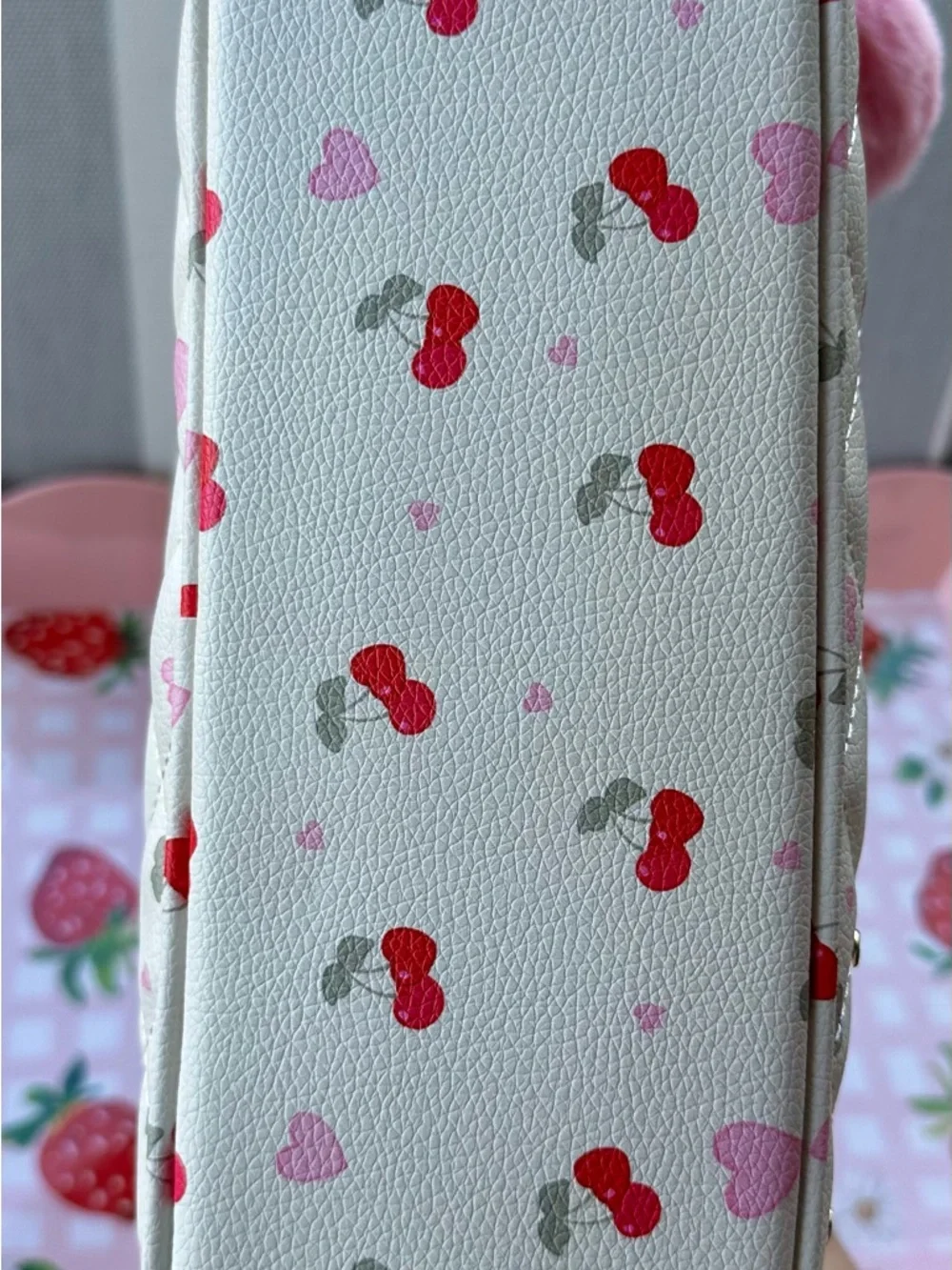 Under One Sky NWT Cherry Heart Quilted Satchel Bag Pink Charm